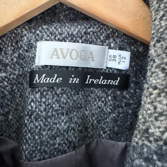 Avoca Ireland Gray Wool Plaid Check Jacket - Picture 3 of 7